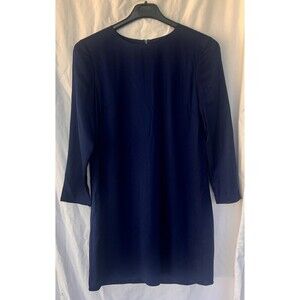 Theory Women's Dark Cobalt Silk Shift Dress Size 6 Career Office Quiet Luxury